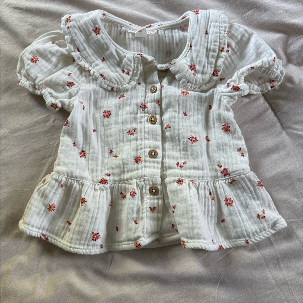 Cat & Jack White Floral Kids Blouse